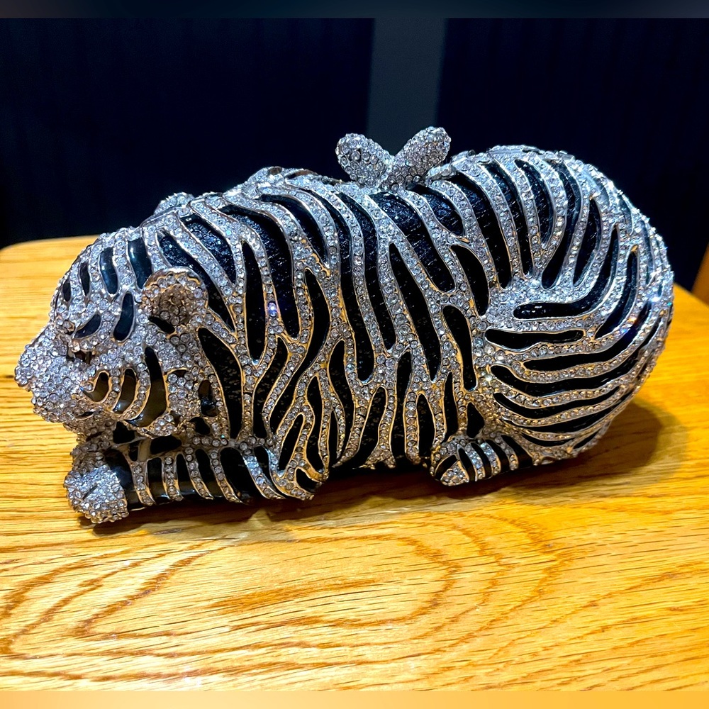 Rhinestone Tiger Clutch Gem